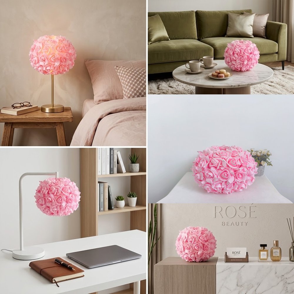Romantic Rose Flower Lampshade, 26cmx19cm Aesthetic Floral Table Lamp Shade Replacement, Cottagecore & Coquette Room Decor (Lampshade Only)