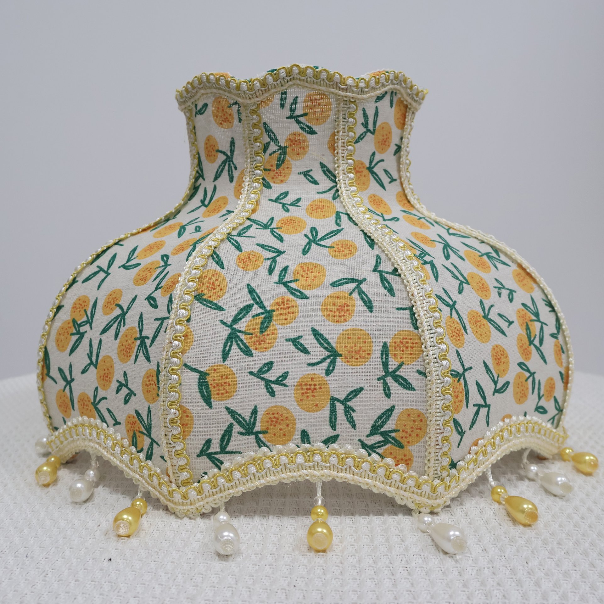 Vintage Orange Fruit Floral Pearl Gold Pearl Luo Su Shade - French Country-style Replacement Table Lamp Shade