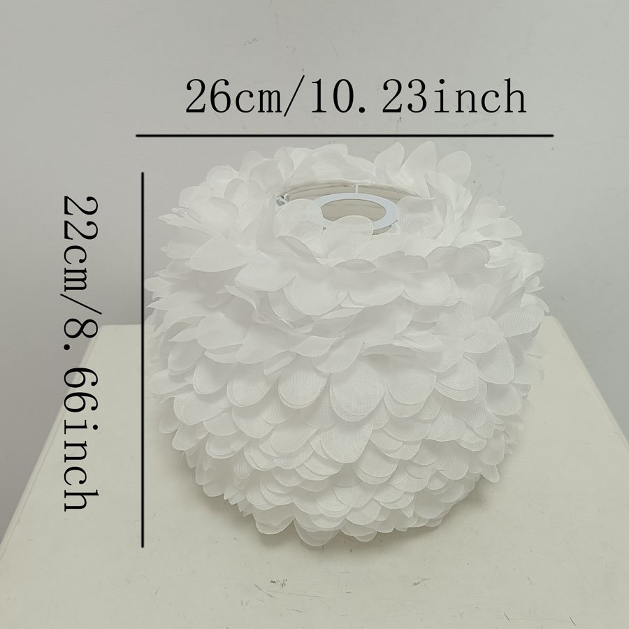 White Fabric Petal Sphere Lampshade, Romantic Flower Shaped Lamp Shade for Pendant Light Table Lamp Home Decor