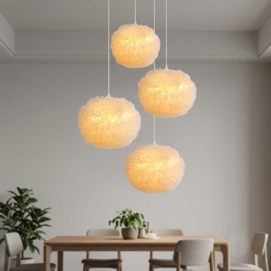 Cream‑style gauze pleated spherical lampshade, soft fluffy gauze lampshade, spherical lampshade shell for wedding‑atmosphere lighting fixtures