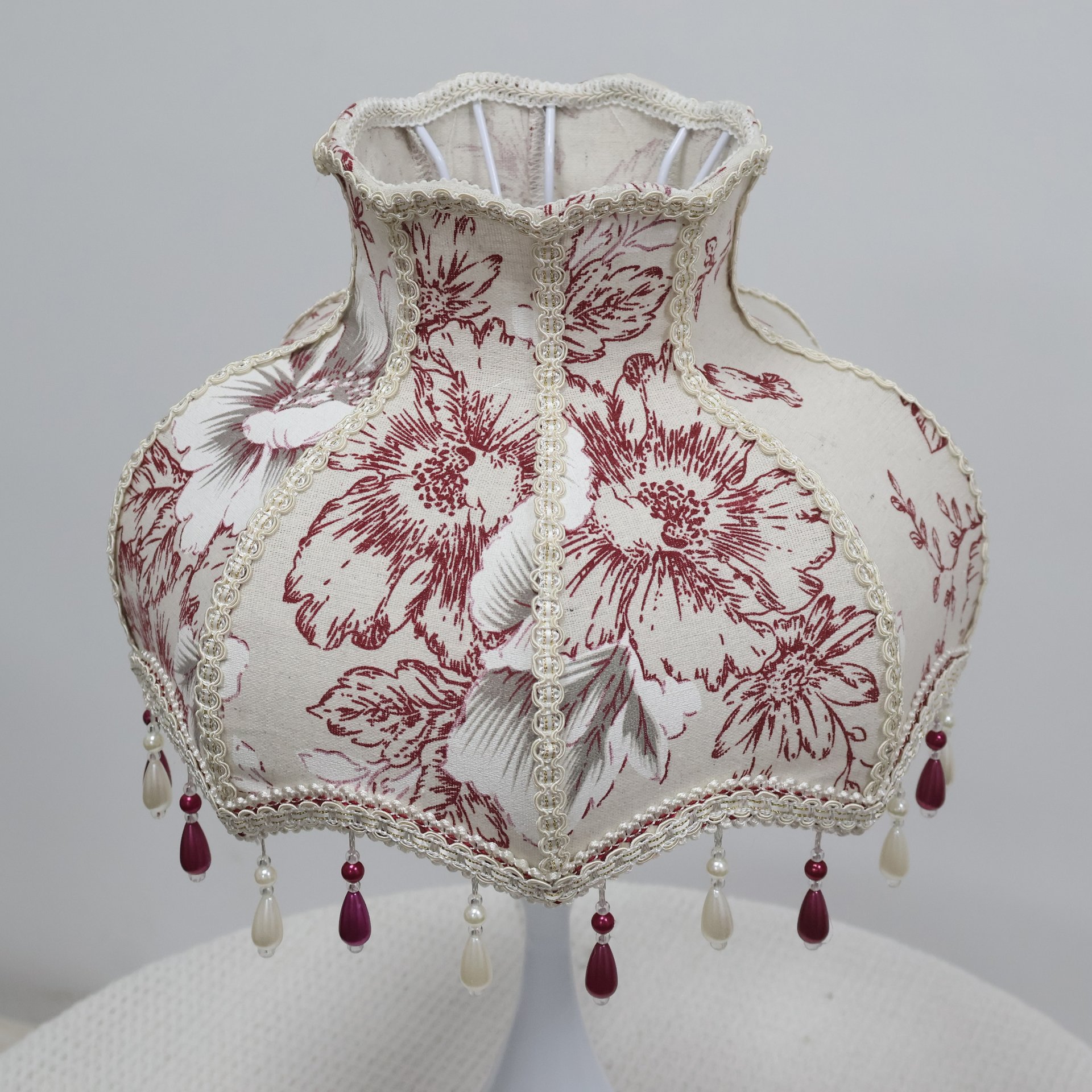 Vintage Rose Carnation Print Silk Fabric Jewel Tone Pendant Light Shade