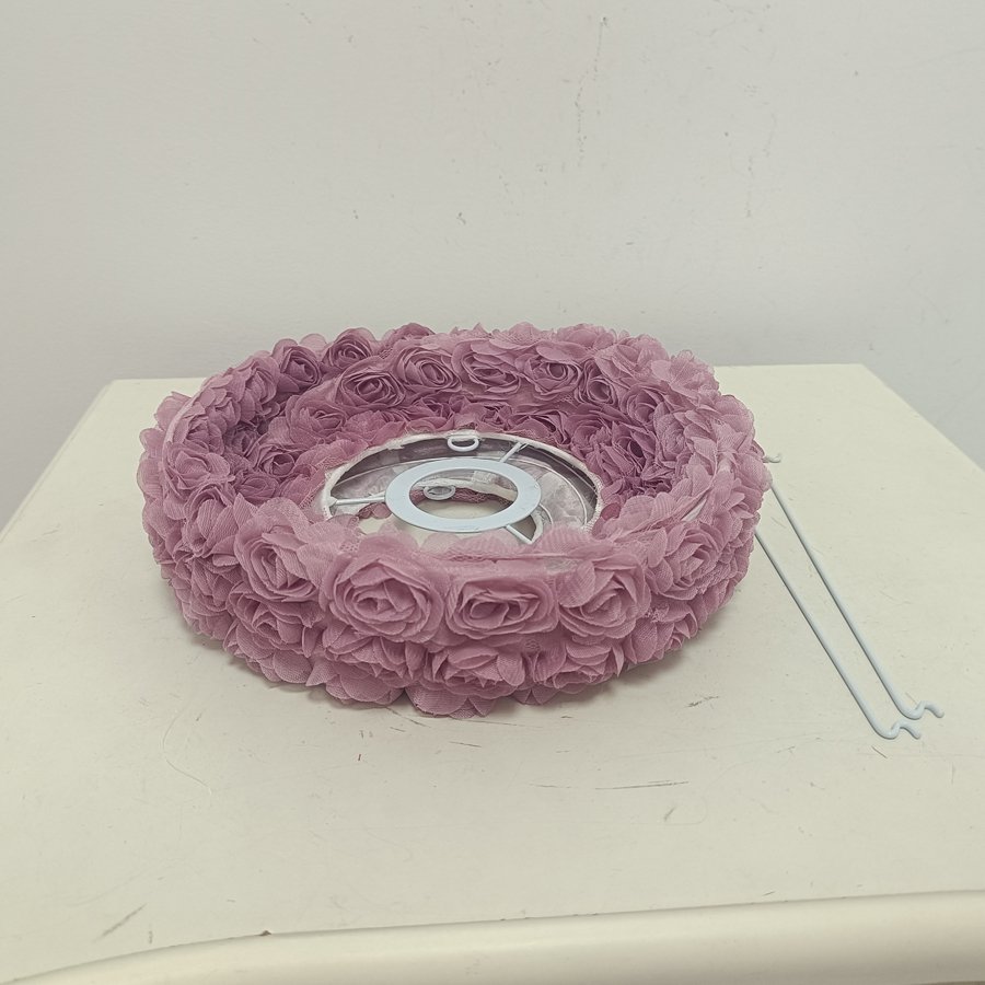 Warm and Romantic White & Taro‑Purple 3D Rose Sphere Fabric Lampshade, Replacement Lampshade Accessory for Girl‑Style Bedroom Pendant Lights and Table Lamps, Lampshade for Wedding Decorative Pendant Lights