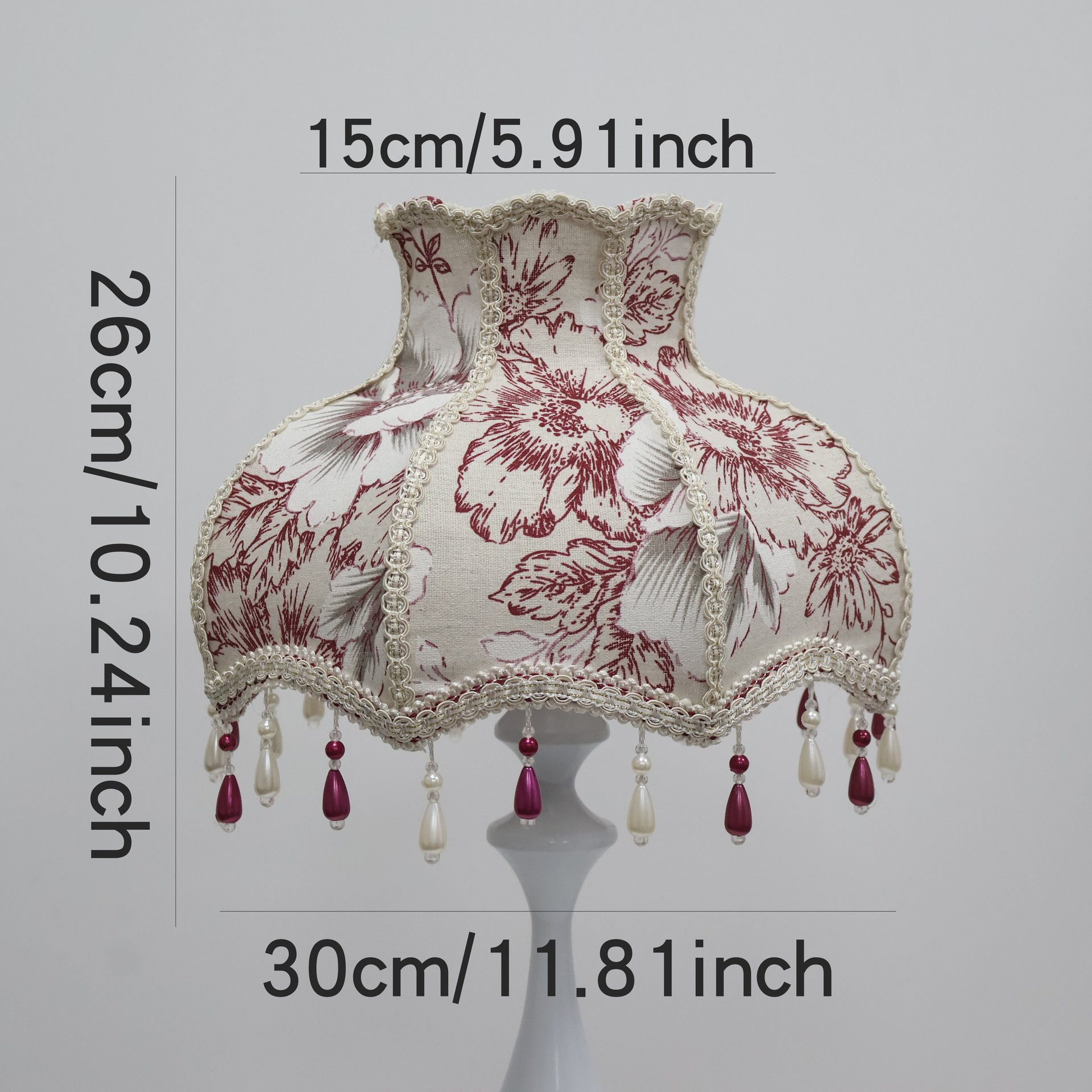 Vintage Rose Carnation Print Silk Fabric Jewel Tone Pendant Light Shade