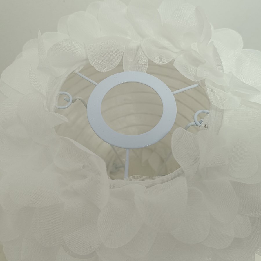 White Fabric Petal Sphere Lampshade, Romantic Flower Shaped Lamp Shade for Pendant Light Table Lamp Home Decor