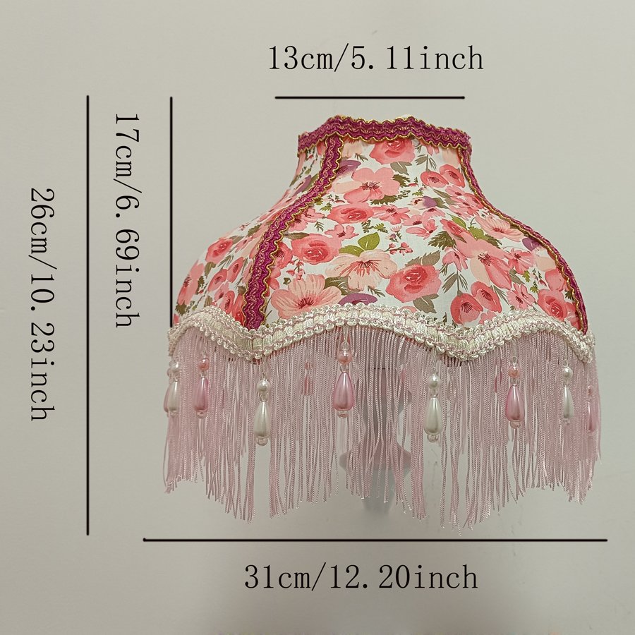 Flower‑Princess Pearl Tassel Lampshade, Girlish‑Style Wedding Room Fabric Table Lamp Shade, Decorative Replacement Shell for Atmosphere‑Creating Bedroom Table Lamp