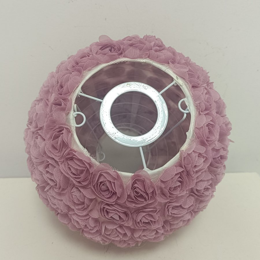 Warm and Romantic White & Taro‑Purple 3D Rose Sphere Fabric Lampshade, Replacement Lampshade Accessory for Girl‑Style Bedroom Pendant Lights and Table Lamps, Lampshade for Wedding Decorative Pendant Lights