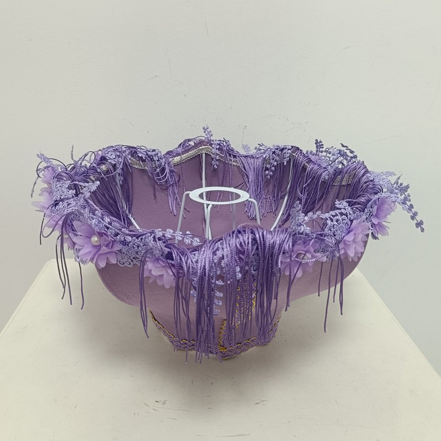 Purple Velvet Fabric Lampshade Flower Pearl Lace Purple Tassel Lamp Shade For Table Lamp Bedroom Vintage Home Decor