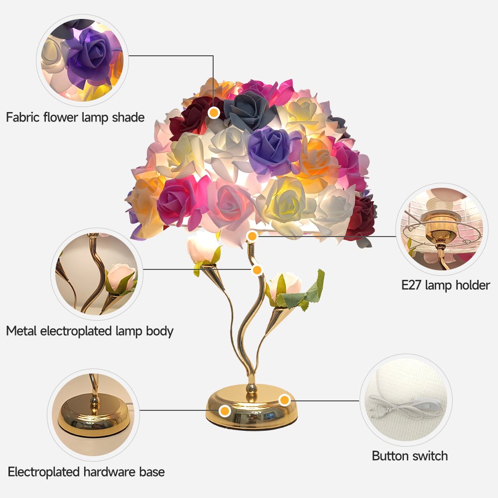 Multi‑color Rose Bouquet Table Lamp