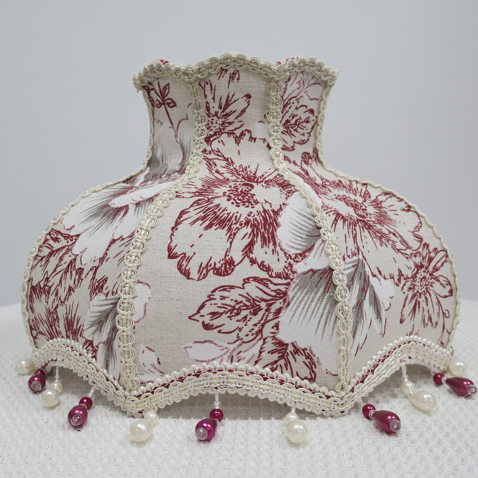 Vintage Rose Carnation Print Silk Fabric Jewel Tone Pendant Light Shade