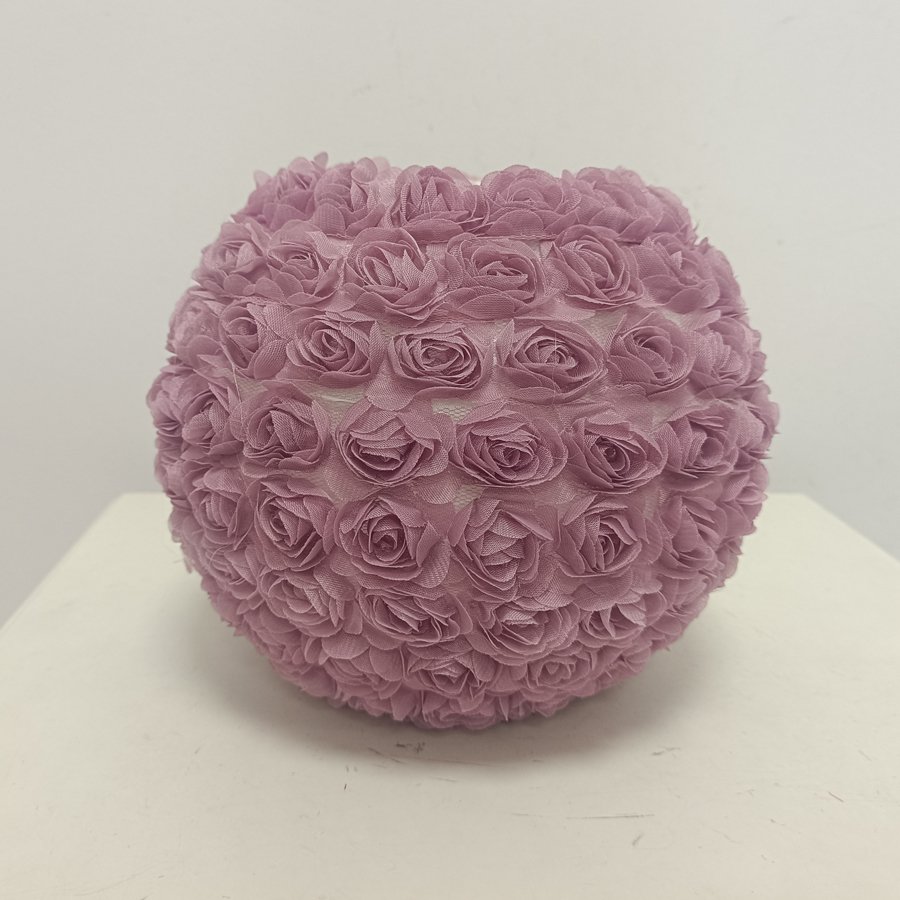 Warm and Romantic White & Taro‑Purple 3D Rose Sphere Fabric Lampshade, Replacement Lampshade Accessory for Girl‑Style Bedroom Pendant Lights and Table Lamps, Lampshade for Wedding Decorative Pendant Lights