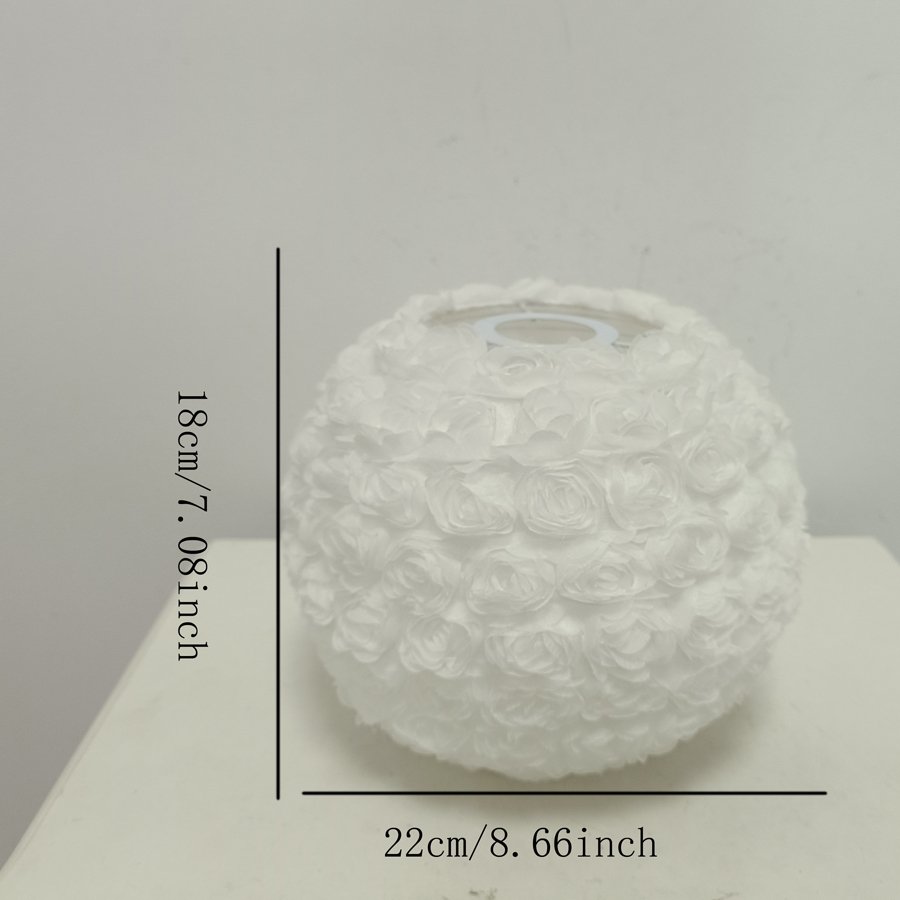 Warm and Romantic White & Taro‑Purple 3D Rose Sphere Fabric Lampshade, Replacement Lampshade Accessory for Girl‑Style Bedroom Pendant Lights and Table Lamps, Lampshade for Wedding Decorative Pendant Lights