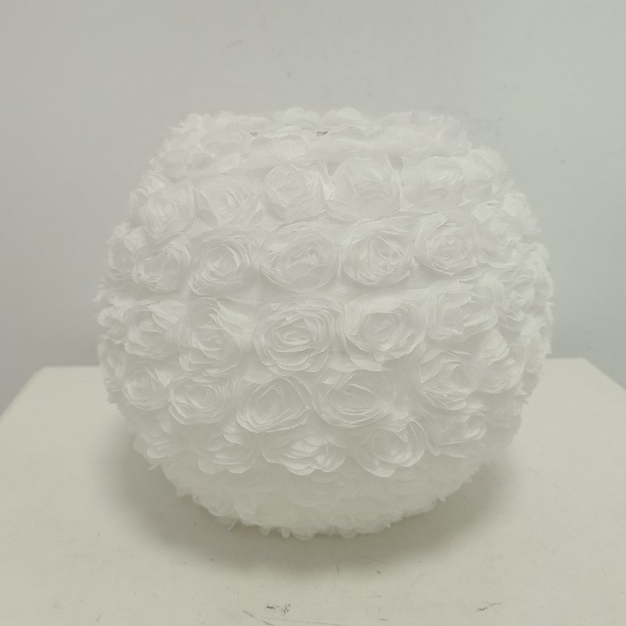 Warm and Romantic White & Taro‑Purple 3D Rose Sphere Fabric Lampshade, Replacement Lampshade Accessory for Girl‑Style Bedroom Pendant Lights and Table Lamps, Lampshade for Wedding Decorative Pendant Lights