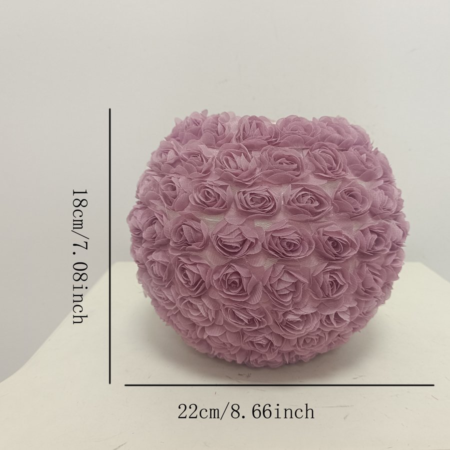 Warm and Romantic White & Taro‑Purple 3D Rose Sphere Fabric Lampshade, Replacement Lampshade Accessory for Girl‑Style Bedroom Pendant Lights and Table Lamps, Lampshade for Wedding Decorative Pendant Lights