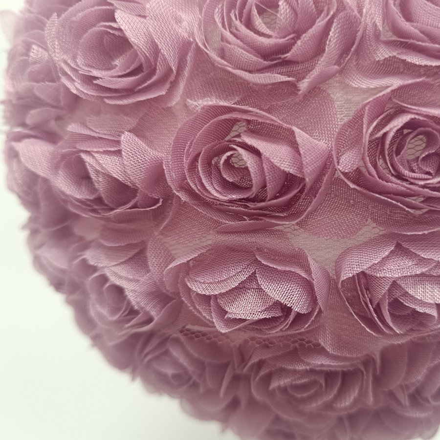 Warm and Romantic White & Taro‑Purple 3D Rose Sphere Fabric Lampshade, Replacement Lampshade Accessory for Girl‑Style Bedroom Pendant Lights and Table Lamps, Lampshade for Wedding Decorative Pendant Lights