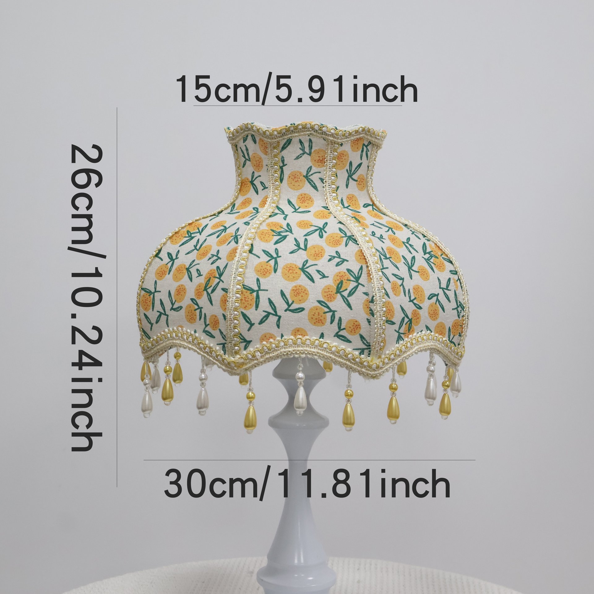 Vintage Orange Fruit Floral Pearl Gold Pearl Luo Su Shade - French Country-style Replacement Table Lamp Shade