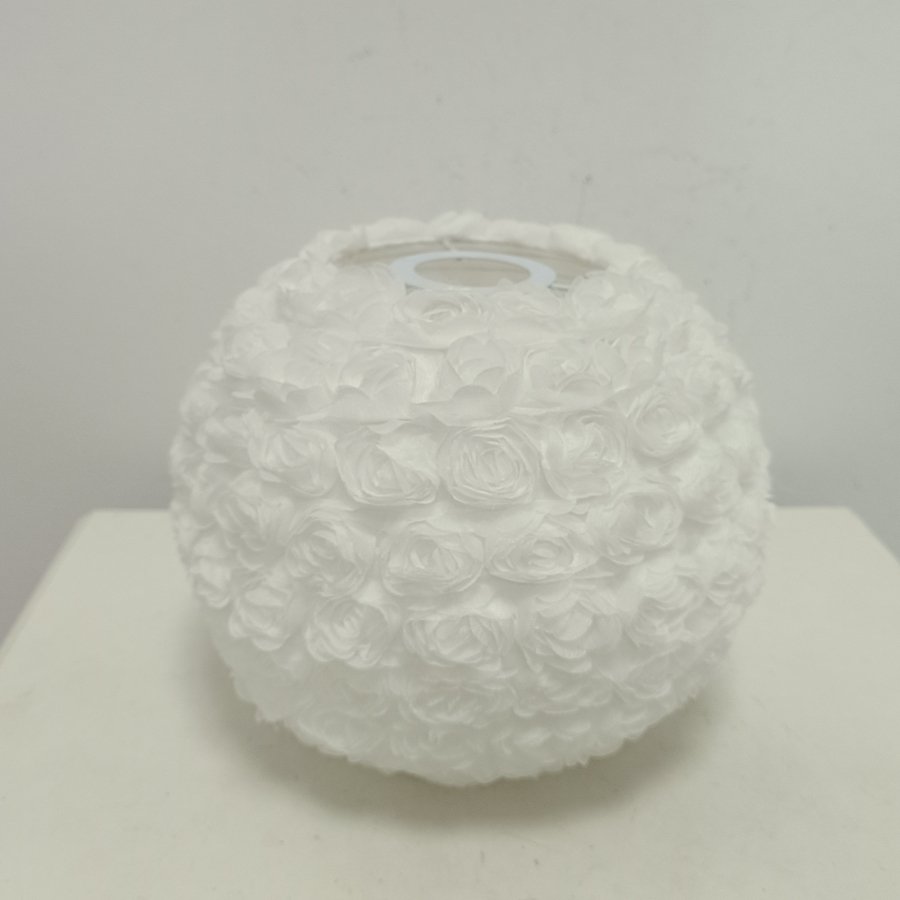 Warm and Romantic White & Taro‑Purple 3D Rose Sphere Fabric Lampshade, Replacement Lampshade Accessory for Girl‑Style Bedroom Pendant Lights and Table Lamps, Lampshade for Wedding Decorative Pendant Lights