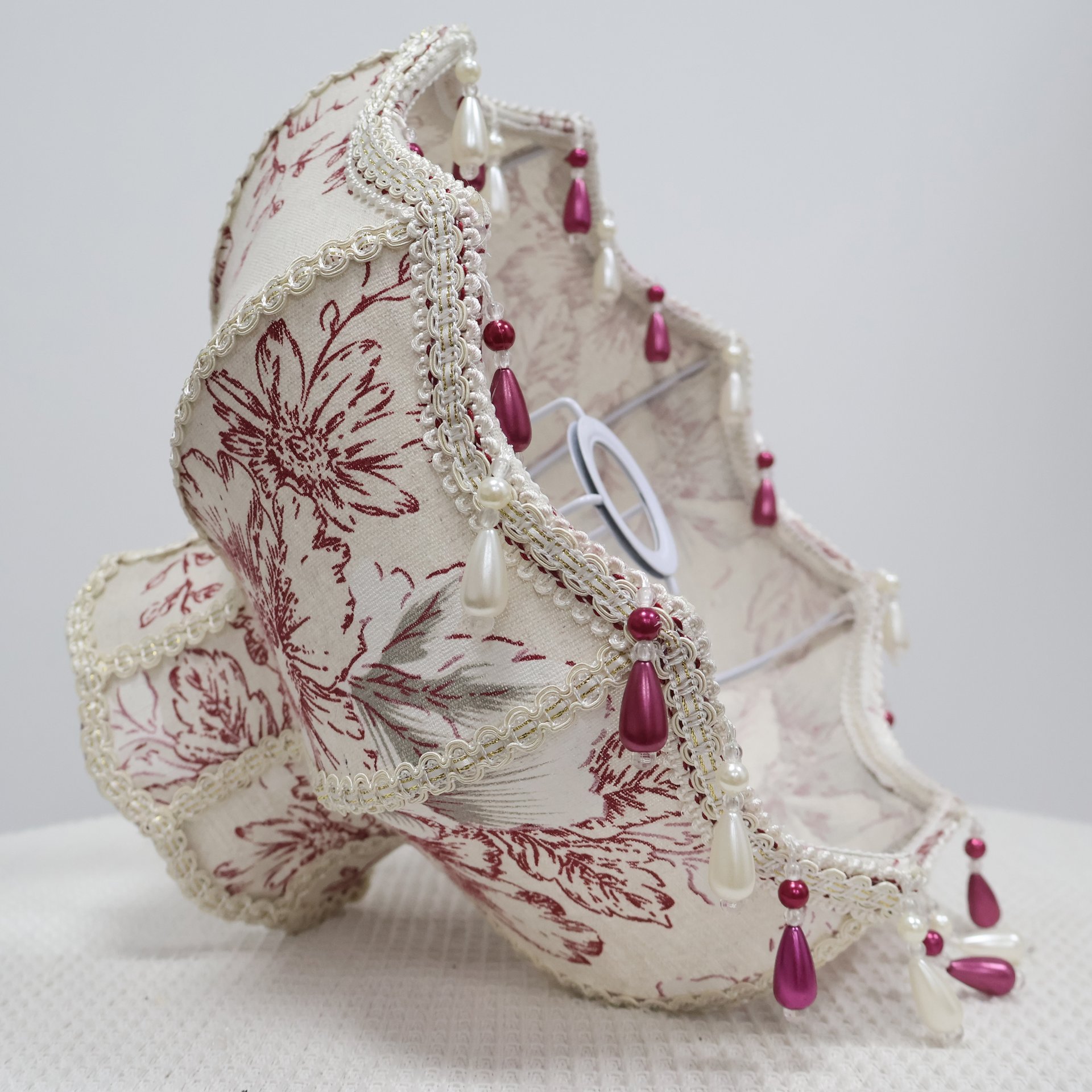 Vintage Rose Carnation Print Silk Fabric Jewel Tone Pendant Light Shade