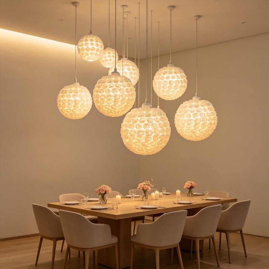 Warm and Romantic White & Taro‑Purple 3D Rose Sphere Fabric Lampshade, Replacement Lampshade Accessory for Girl‑Style Bedroom Pendant Lights and Table Lamps, Lampshade for Wedding Decorative Pendant Lights
