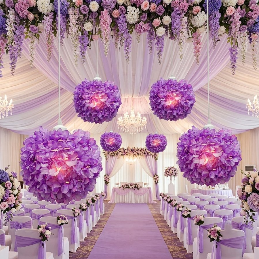 Warm and romantic spherical flower‑shaped lamp shade, aesthetic lamp shade for wedding and bedroom decoration, suitable for decorating venues of various styles