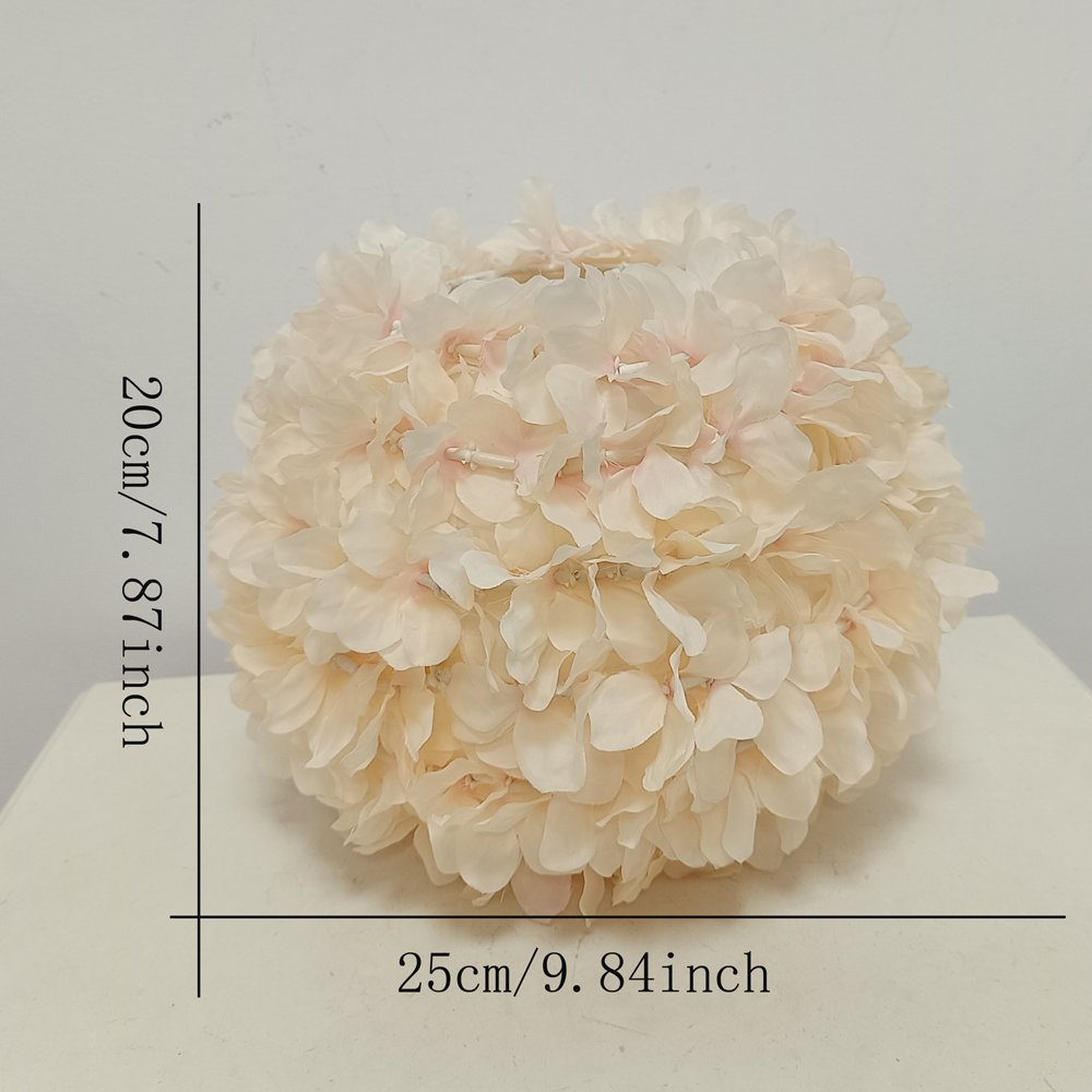 Light‑pink hydrangea spherical lampshade, artificial floral ball lampshade, flower‑shade accessories for wedding & bedroom table lamps and pendant lights