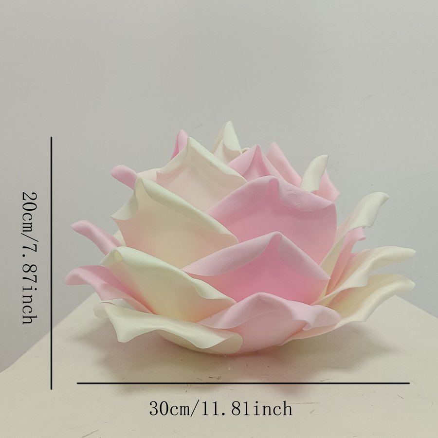 Pink‑white gradient large rose lampshade, 3D flower‑shaped lampshade, replacement shell for bedroom and wedding‑room table lamps and wall lamps, simulated large rose fabric lampshade, petal‑shaped lampshade