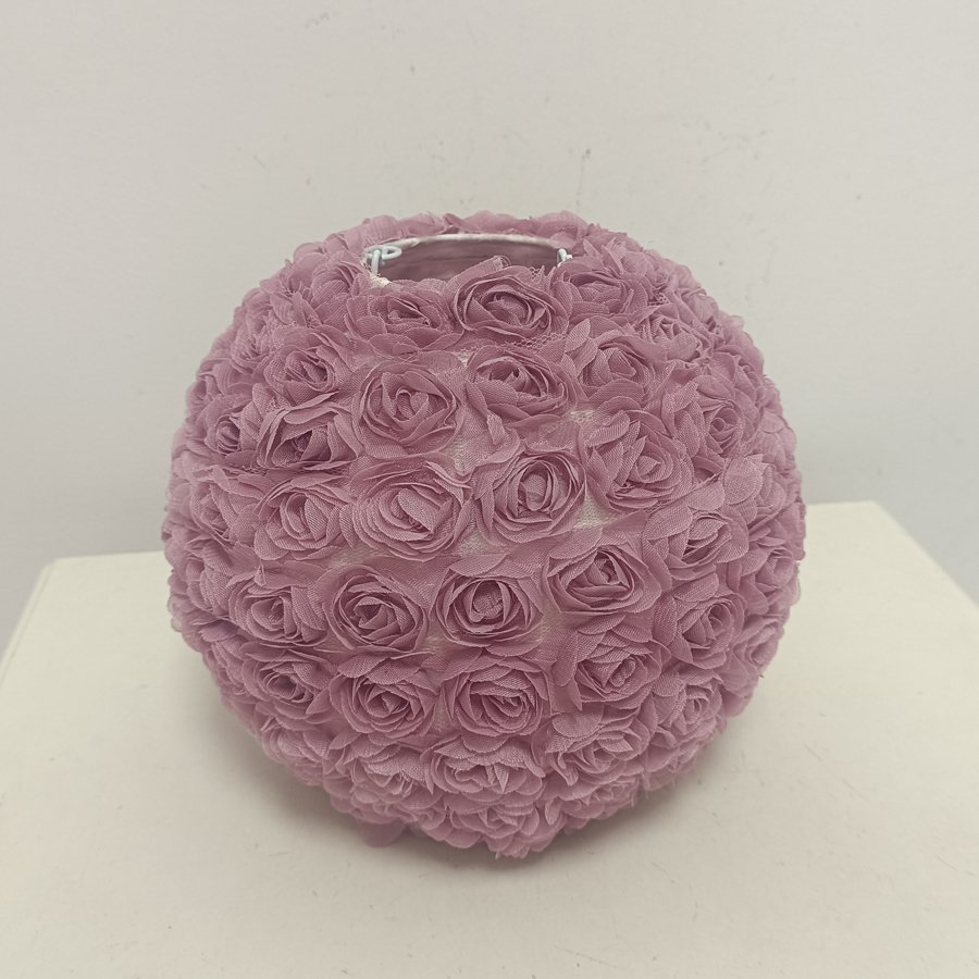 Warm and Romantic White & Taro‑Purple 3D Rose Sphere Fabric Lampshade, Replacement Lampshade Accessory for Girl‑Style Bedroom Pendant Lights and Table Lamps, Lampshade for Wedding Decorative Pendant Lights