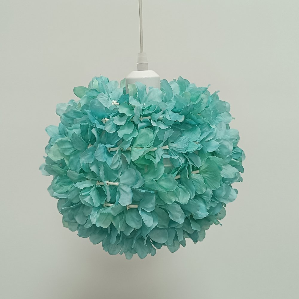 Forest‑style green hydrangea spherical lampshade, artificial flower ball lampshade, flower‑shade accessories for wedding & bedroom table lamps and chandeliers