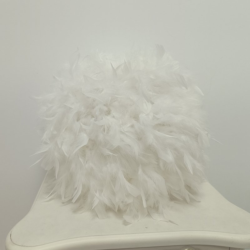 White badminton‑shaped lampshade, fluffy feather spherical chandelier shade, popular decorative lamp accessory for bedroom and dining room
