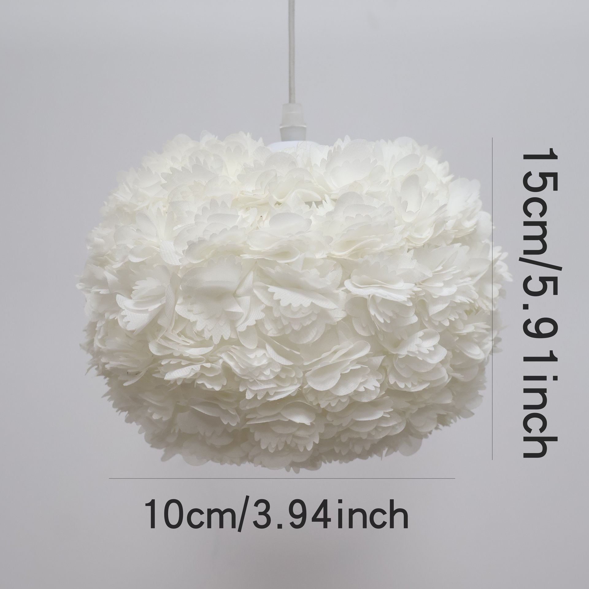 White 3D Flower Round Fabric Lampshade, Floral Petal Pendant Lamp Shade, Replacement Lamp Cover for Pendant Light Ceiling Lamp, Decorative Lampshade for Home Bedroom