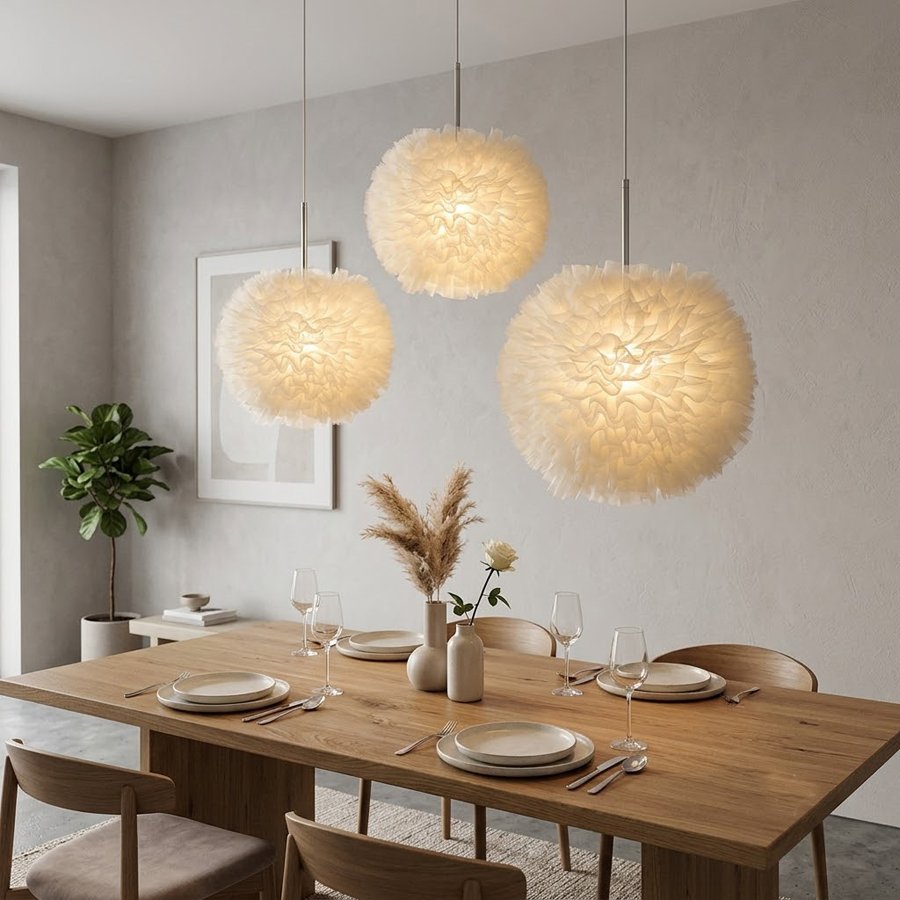 Cream‑style gauze pleated spherical lampshade, soft fluffy gauze lampshade, spherical lampshade shell for wedding‑atmosphere lighting fixtures