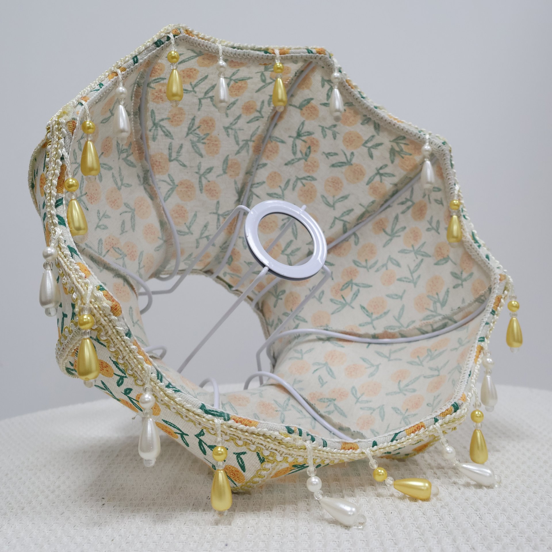 Vintage Orange Fruit Floral Pearl Gold Pearl Luo Su Shade - French Country-style Replacement Table Lamp Shade