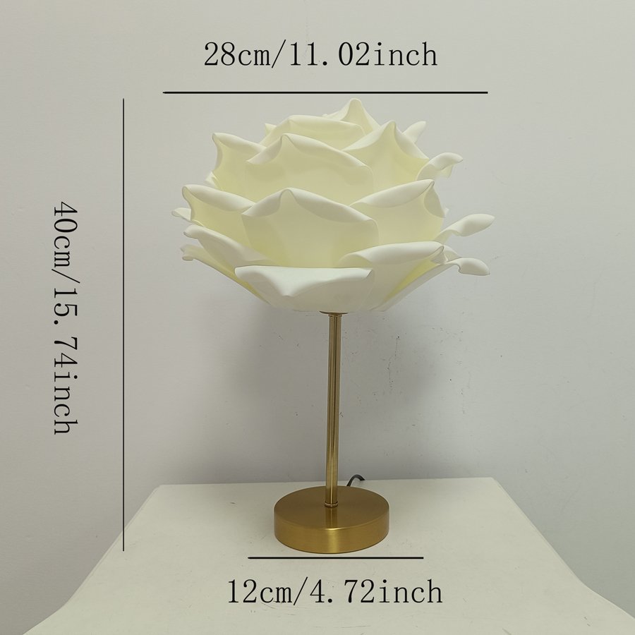 Desktop Table Lamp with Simulated Large Rose‑Petal Shape, Romantic Small Table Lamp for Bridal Chamber and Homestay Decoration