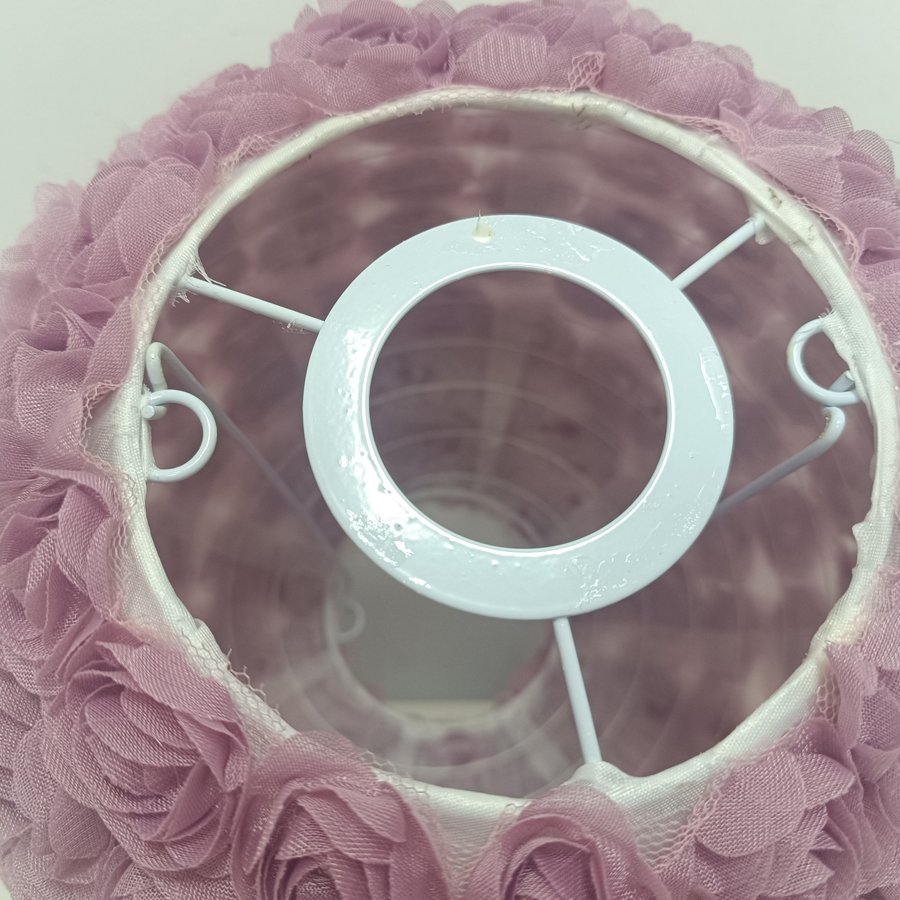 Warm and Romantic White & Taro‑Purple 3D Rose Sphere Fabric Lampshade, Replacement Lampshade Accessory for Girl‑Style Bedroom Pendant Lights and Table Lamps, Lampshade for Wedding Decorative Pendant Lights