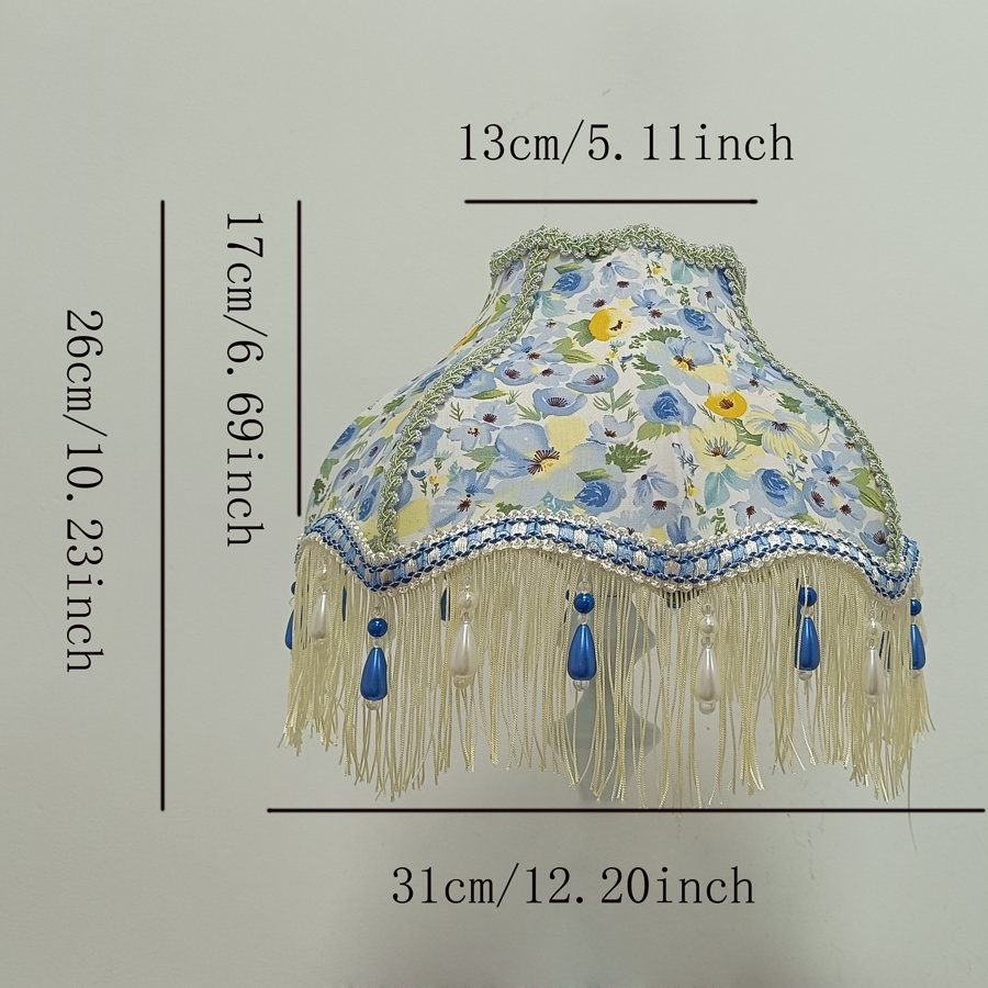 Flower‑Princess Pearl Tassel Lampshade, Girlish‑Style Wedding Room Fabric Table Lamp Shade, Decorative Replacement Shell for Atmosphere‑Creating Bedroom Table Lamp