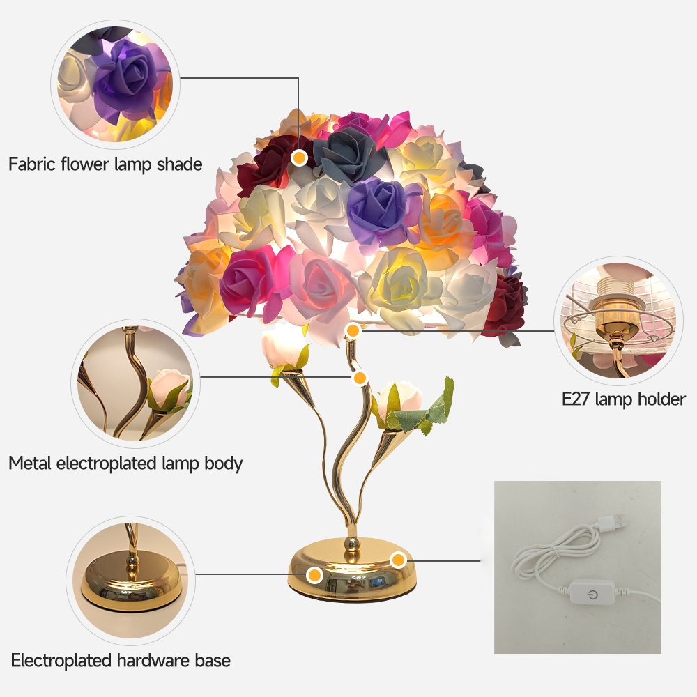 Multi‑color Rose Bouquet Table Lamp